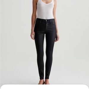 AG  Women's Farrah Ankle High-Rise Skinny Leatherette Super Black Jeans Sz 26